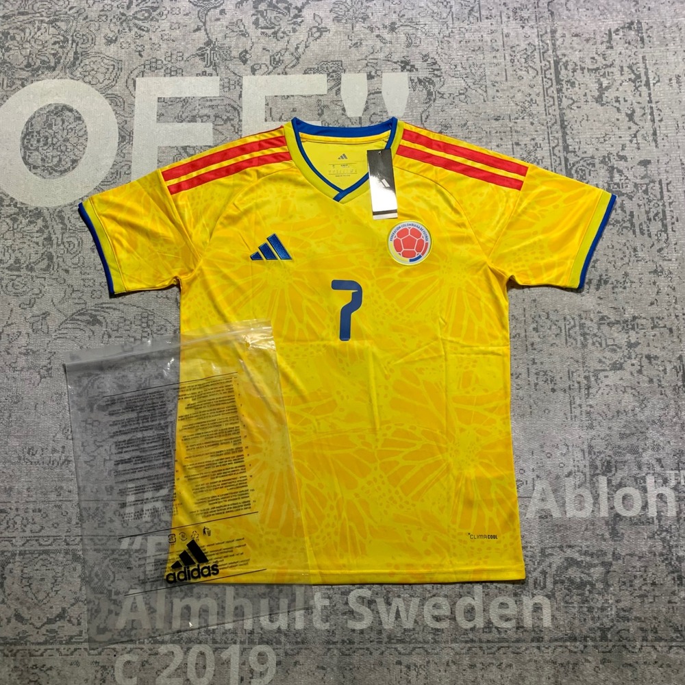 Adidas Colombia Luis Diaz 7 Soccer Jersey Mens Small Yellow New Home Kit